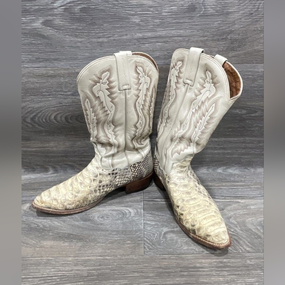 Dan Post Vintage Western Cowboy Boots with Snakeskin Python Animal Men 12.5 - Picture 5 of 8
